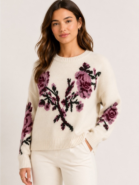 Ted Baker Sweaters - Ted Baker London Floral Sweater NWT Vanilla Ice Alpaca Blend Large MSRP $175
